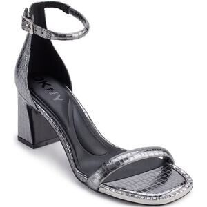 DKNY Waylin Ankle Strap Sandals Heels in Nickel Womens Shoes, Size 10 K4465453
